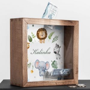 Skarbonka dla dziecka SAFARI personalizowana skarbonka prezent dla dziecka skarbonka z imieniem