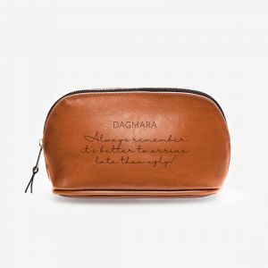 Sk�rzana kosmetyczka na kosmetyki SPӬNIENIE prezent dla kole�anki prezent dla kobiety personalizowana kosmetyczka