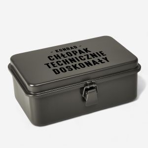 Personalizowana skrzynka zielona TECHNICZNIE DOSKONAY praktyczny prezent dla chopaka