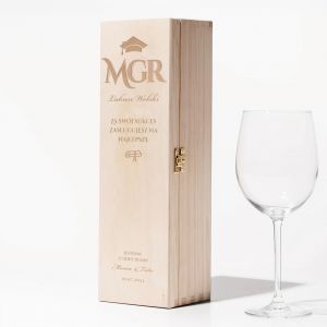 Grawerowana skrzynka na wino PREZENT Z OKAZJI OBRONY MAGISTRA