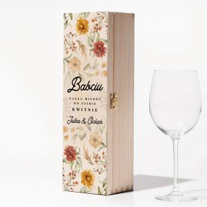 Skrzynka na wino MI�O�� KWITNIE prezent dla babci prezent na Dzie� babci drewniana skrzynka na wino