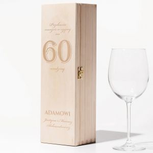 Skrzynka z grawerem PREZENT NA 60 URODZINY skrzynka na wino prezent urodzinowy