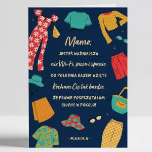 mieszna kartka dla mamy JESTE WANIEJSZA upominek dla mamy personalizowana kartka kartka z nadrukiem