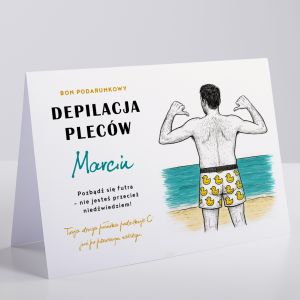 mieszna kartka dla ma BON NA DEPILACJ PLECW  prezent dla ma na wita na urodziny kartka na urodziny