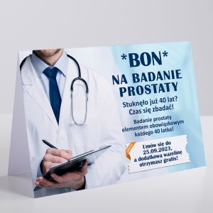 mieszna kartka urodzinowa na 40 dla faceta BON NA BADANIE