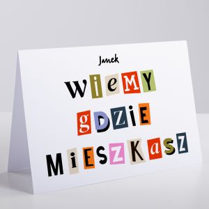 mieszna kartka NA NOWE MIESZKANIE prezent na parapetwk prezent na nowe mieszkanie personalizowana kartka