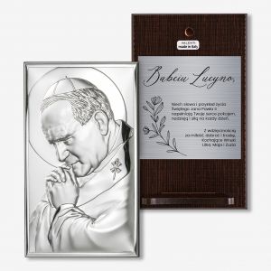 Srebrny obrazek papie�a �W. JANA PAW�A II prezent dla babci upominek dla babci prezent dla religijnej osoby