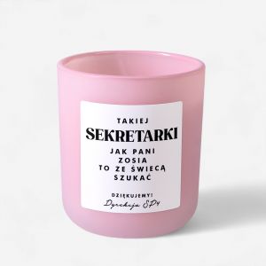 Personalizowana wieca ZE WIEC SZUKA prezent dla sekretarki wieca sojowa prezent dla recepcjonistki