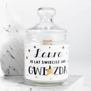 Naturalna wieca WIECISZ JAK GWIAZDA prezent na urodziny dla 15 latki