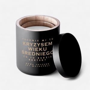 wieca ozdobna na prezent KRYZYS WIEKU REDNIEGO mieszny prezent dla faceta