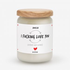 wieca z personalizacj I FUCKING LOVE YOU mieszny prezent na walentynki