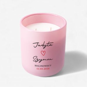 �wieca zapachowa PREZENT DLA PARY M�ODEJ �wieca personalizowana prezent z okazji �lubu r�owa �wieca