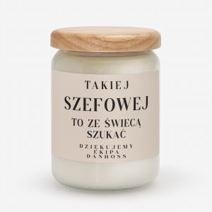 wieca zapachowa ZE WIEC SZUKA prezent dla szefowej personalizowana wieca podzikowanie dla szefowej