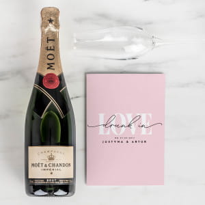 Szampan MOET z personalizowan kartk PREZENT DLA PARY NA ROCZNIC