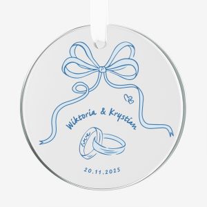 Szklana zawieszka personalizowana DATA pamitka na lub upominek na lub upominek lubny upominek dla pary modej