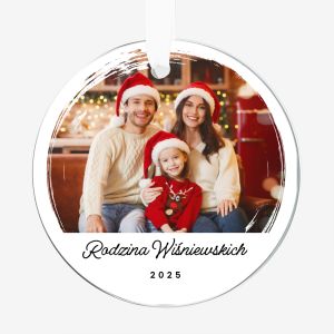 Szklana zawieszka �wi�teczna UPOMINEK DLA RODZINY ze zdj�ciem dekoracja �wi�teczna prezent �wi�teczny dla rodziny