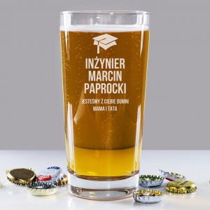 Szklanka do piwa z grawerem INŻYNIER prezent na zakończenie studiów
