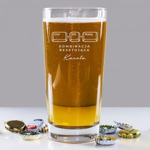 Szklanka do piwa z grawerem RESET prezent dla programisty