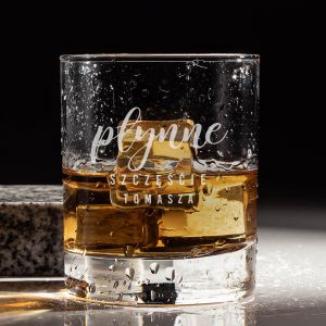 Grawerowana szklanka do whisky PŁYNNE SZCZĘŚCIE