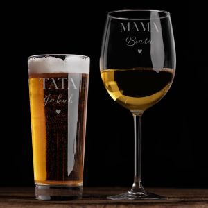 Szklanka do piwa i duży kieliszek do wina ZESTAW PREZENTOWY DLA RODZICÓW