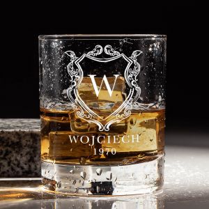 Szklanka z nadrukiem HERB prezent dla m�a na urodziny szklanka do whisky  szklanka z grawerem