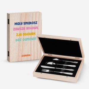 Sztuce w pudeku dla dziecka MAY SMAKOSZ sztuce dla dziecka prezent dla dziecka