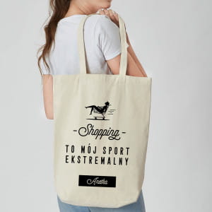 Bawełniana torba na zakupy z nadrukiem SHOPPING prezent dla przyjaciółki