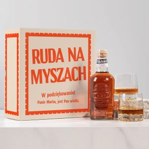Zestaw whisky na podzikowanie RUDA NA MYSZACH prezent w stylu PRL