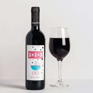 Wino personalizowane WÓZEK prezent na narodziny dziecka