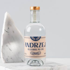 Wdka z personalizowan etykiet Pӣ CZOWIEK Pӣ LITRA prezent na imieniny Andrzeja prezent na Andrzejki