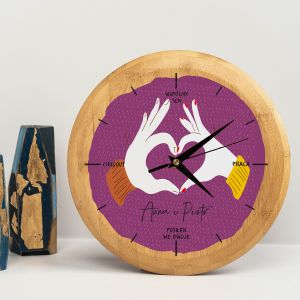 Zegar bambusowy WSPÓLNY DZIEŃ prezent dla młodego małżeństwa