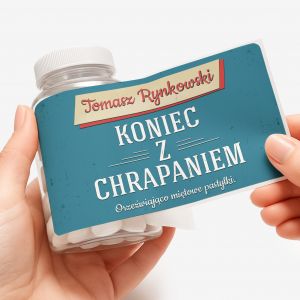 Zestaw cukierkw mitowych z etykiet do personalizacji KONIEC CHRAPANIA prezent dla ma cukierki mitowe