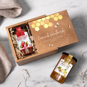 Zestaw miod�w w skrzynce PERSONALIZOWANY PREZENT DLA NIEGO