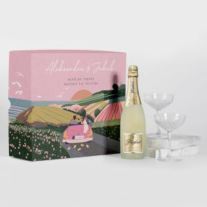 Zestaw na lub WSPLNA PODRӯ wino z kieliszkami prezent na lub prezent lubny zestaw prezentowy na lub