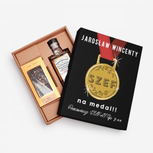 Zestaw prezentowy dla szefa likier i czekolada MEDAL DLA SZEFA