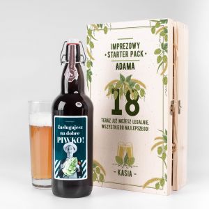 Zestaw prezentowy na 18 URODZINY piwo i szklanka