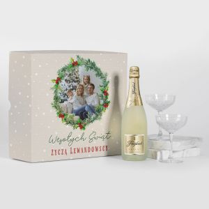 Zestaw prezentowy ORYGINALNY PREZENT NA WITA wino i kieliszki