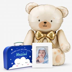 Zestaw prezentowy w kuferku METRYCZKA prezent na narodziny dziecka