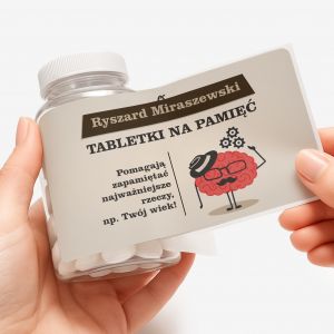 Zestaw prezentowy: mitwki + etykieta do naklejenia PRZYPOMNIJ SOBIE zabawny prezent prezent dla emeryta