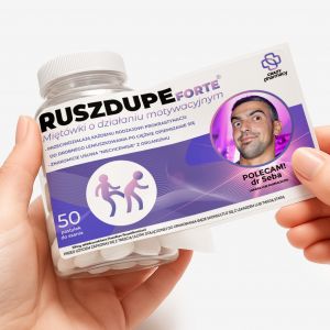 Zestaw prezentowy: mitwki + etykieta do naklejenia RUSZ SI mieszny prezent cukierki mitowe