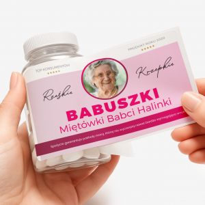 Zestaw prezentowy: mitwki + etykieta do naklejenia BABUSZKI upominek na Dzie Babci upominek dla babci