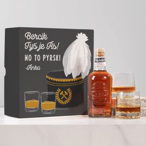 Zestaw whisky ze szklankami PREZENT DLA GÓRNIKA NA BARBÓRKĘ
