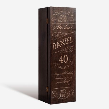 Skrzynka drewniana na whisky PREZENT DLA MʯCZYZNY NA 40 URODZINY 
