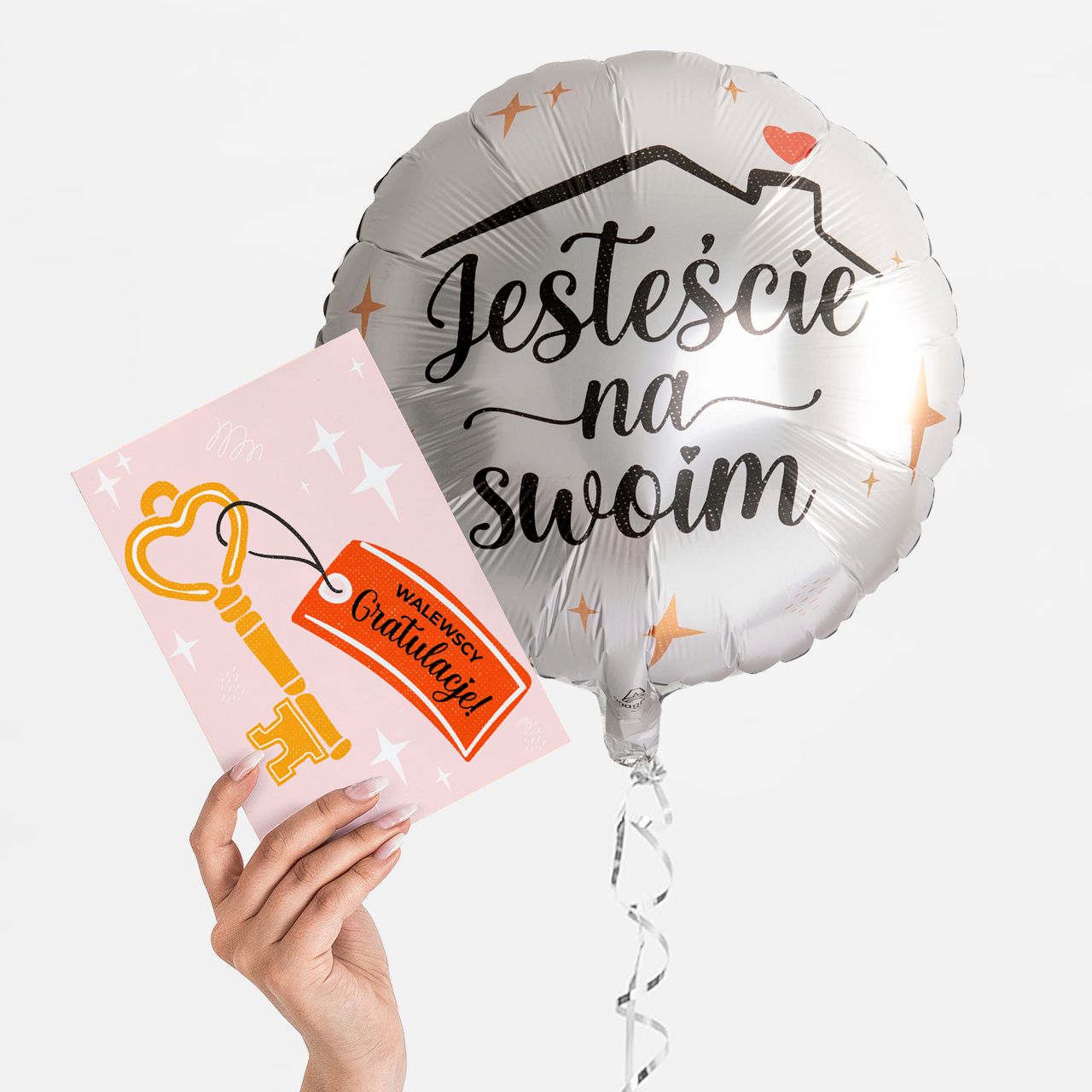 Balon na parapetówkę z personalizowaną kartką JESTEŚCIE NA SWOIM