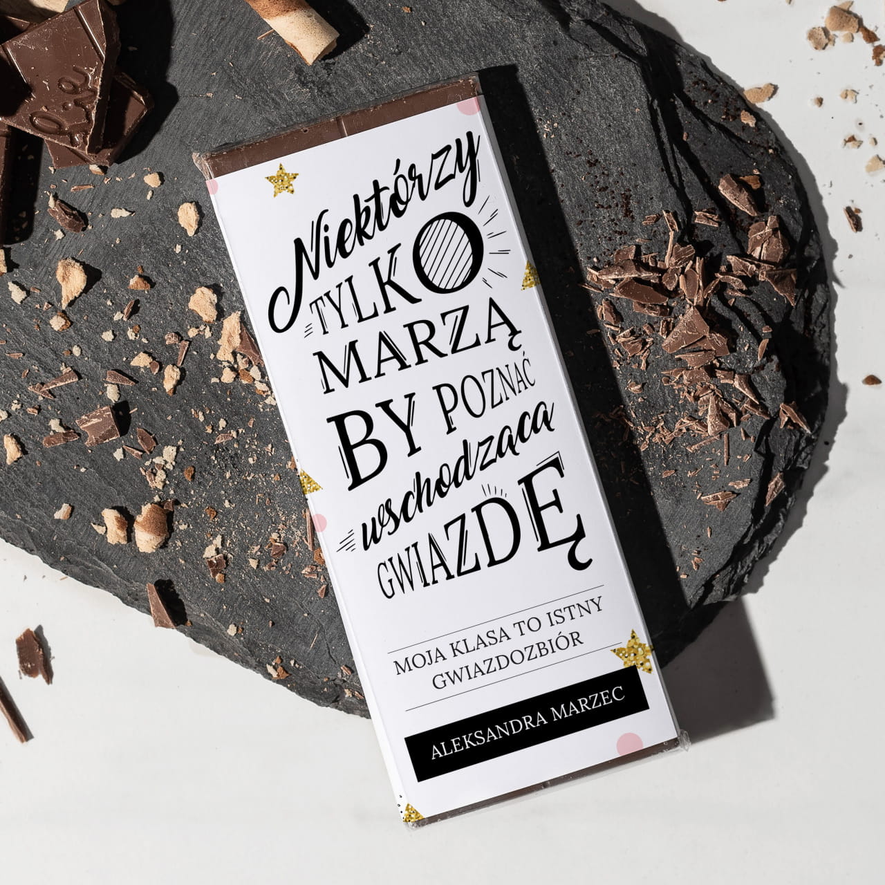 Duża czekolada personalizowana GWIAZDA prezent dla wychowawczyni