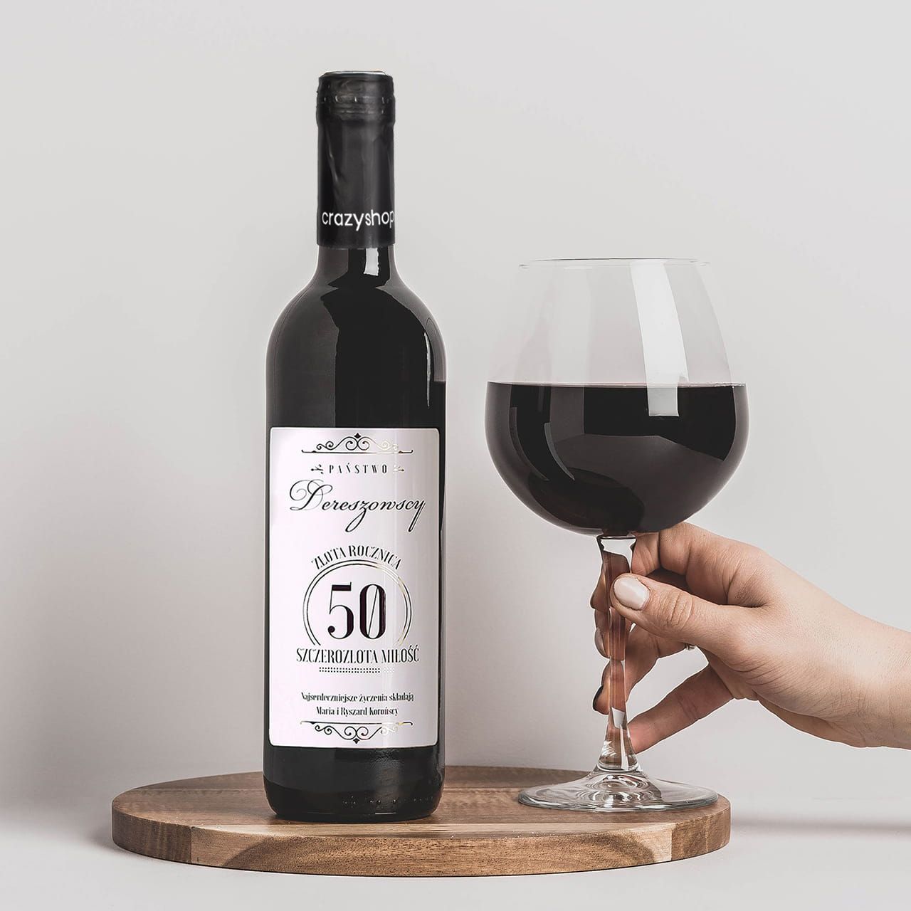 Czerwone wino alkoholowe PREZENT NA 50 ROCZNICĘ ŚLUBU