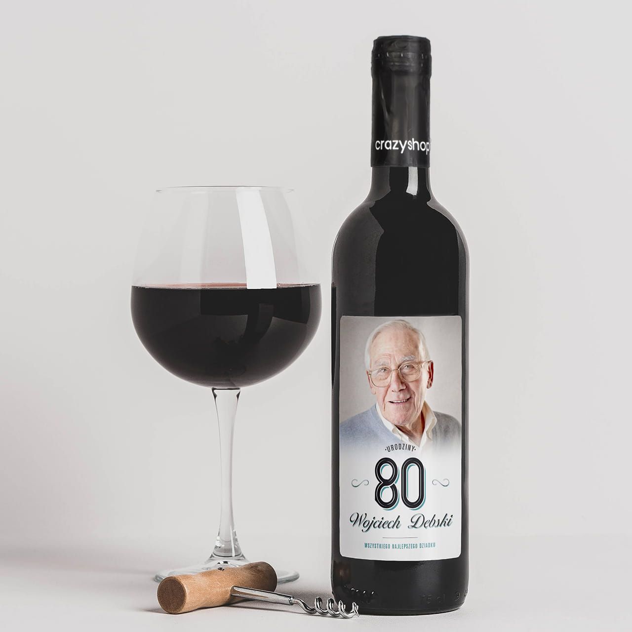Czerwone wino alkoholowe PREZENT NA 80 URODZINY
