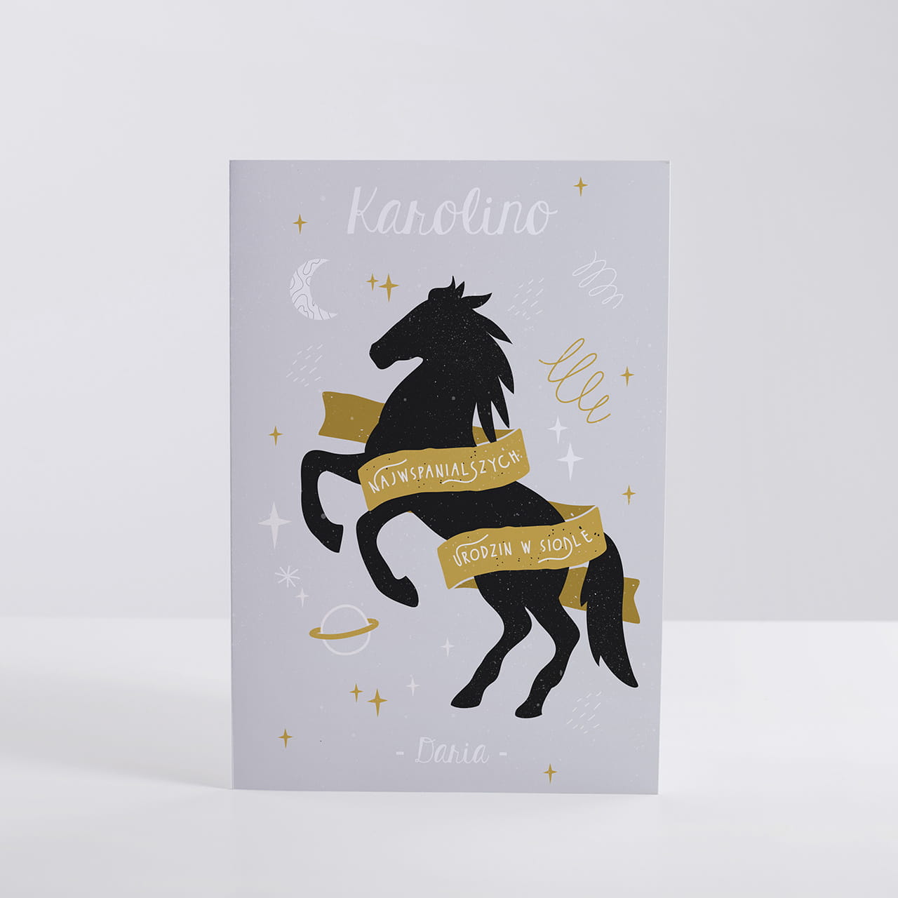 Kartka urodzinowa z koniem ŻYCZENIA DLA KONIARY
