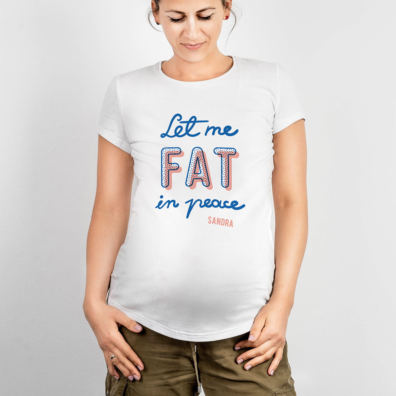 Śmieszna koszulka ciążowa LET ME r. L prezent dla przyszłej mamy
