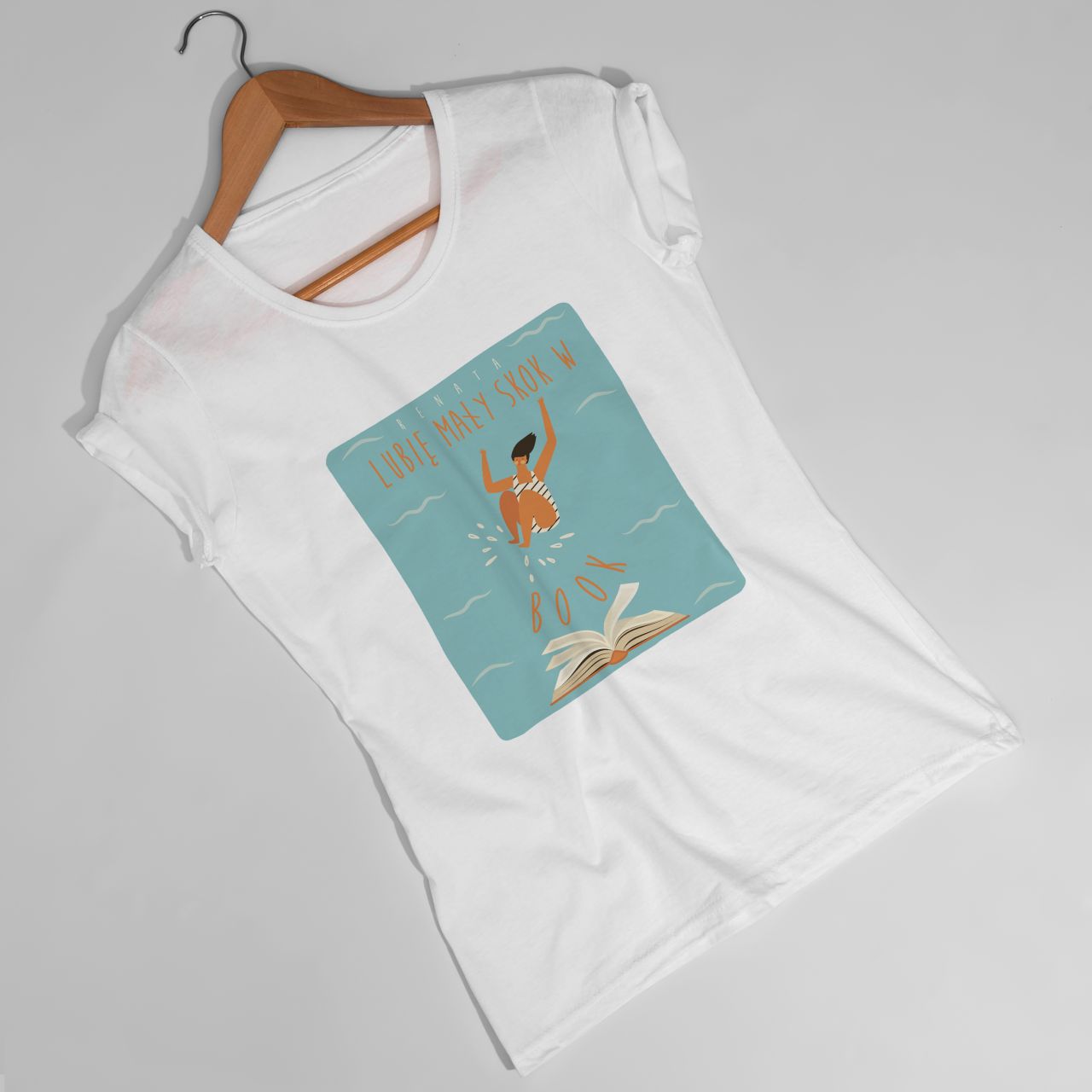 Koszulka damska z nadrukiem SKOK W BOOK prezent dla mola książkowego - S